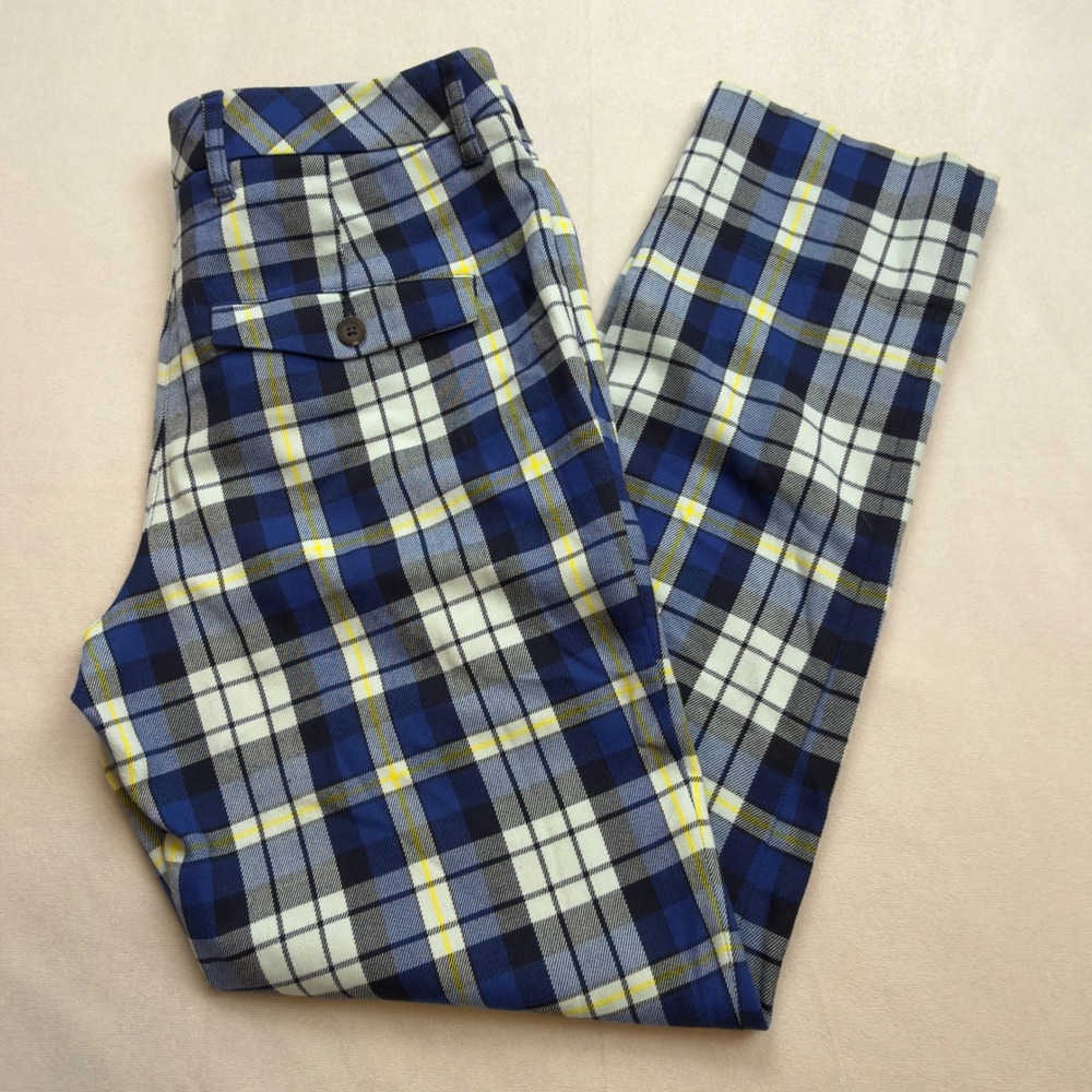 WILDFANG Empower Tartan‎ Trouser Pants Women Size 4 Blue Plaid
